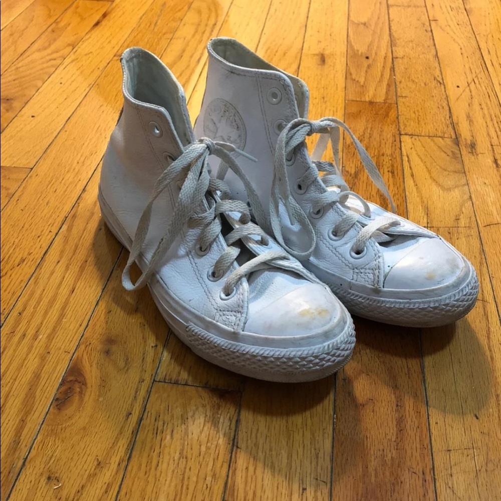 Leather white converse women 8